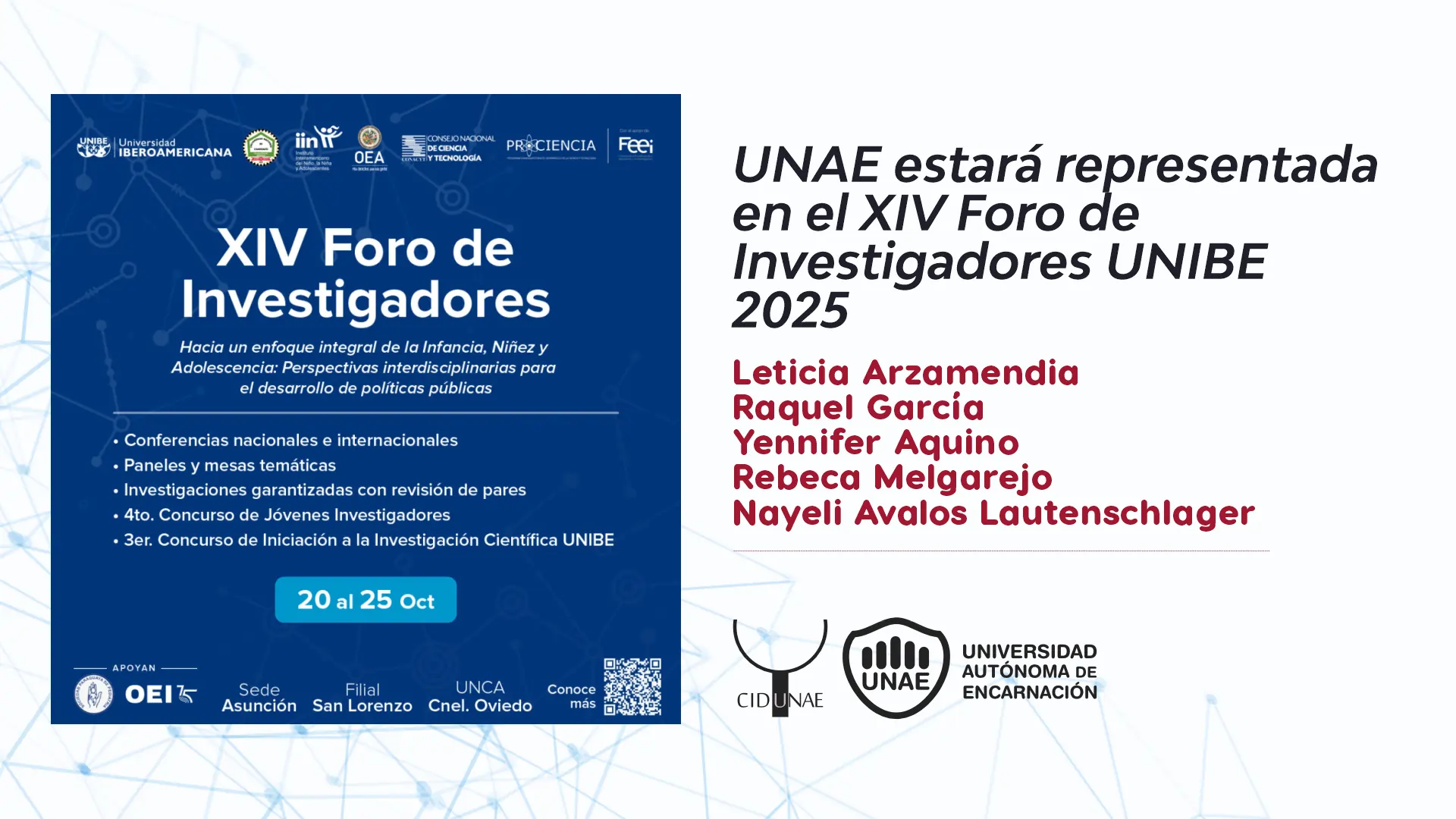 UNAE estará representada en el XIV Foro de Investigadores UNIBE 2025