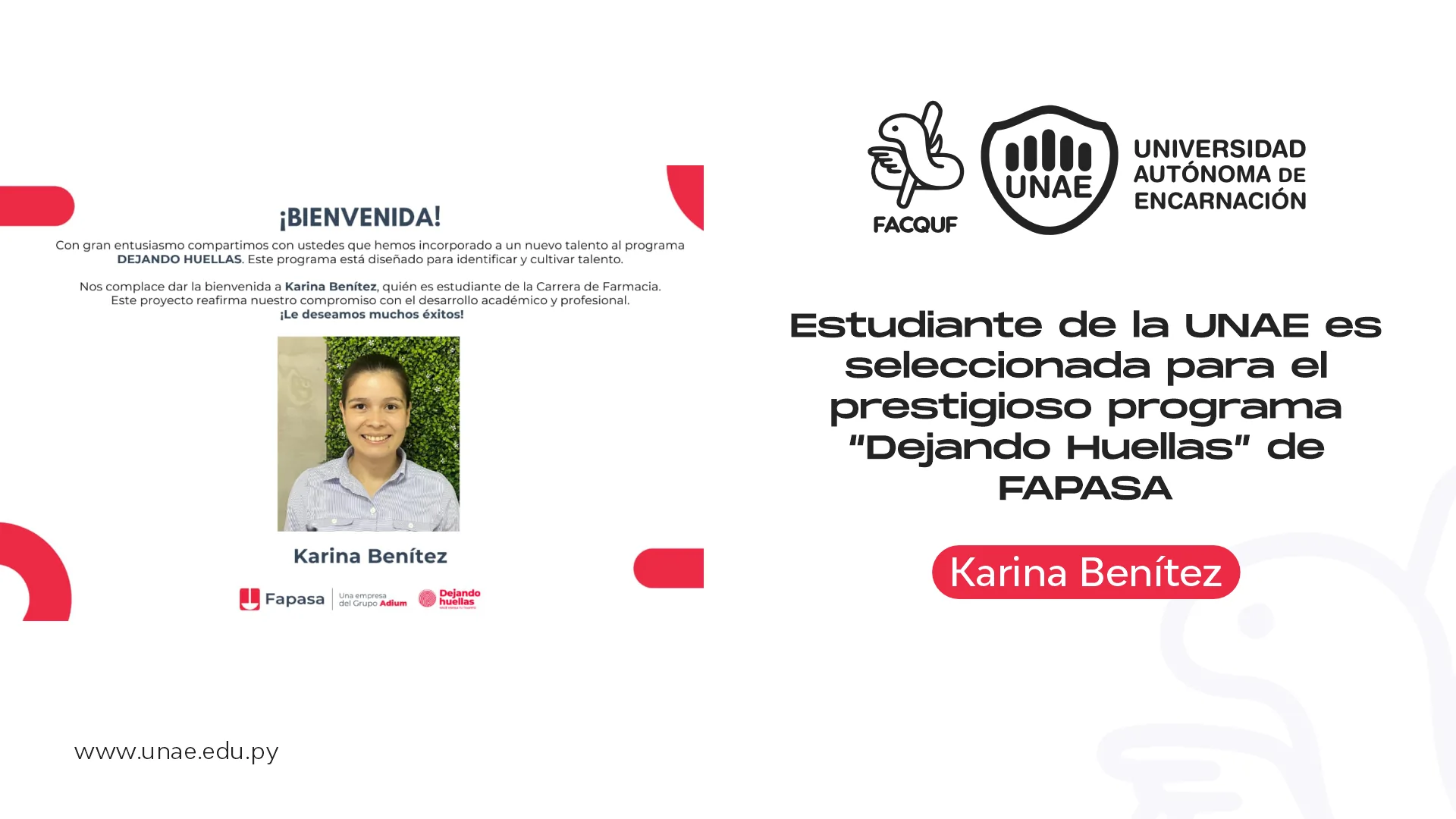 Estudiante de la UNAE es seleccionada para el prestigioso programa “Dejando Huellas” de FAPASA