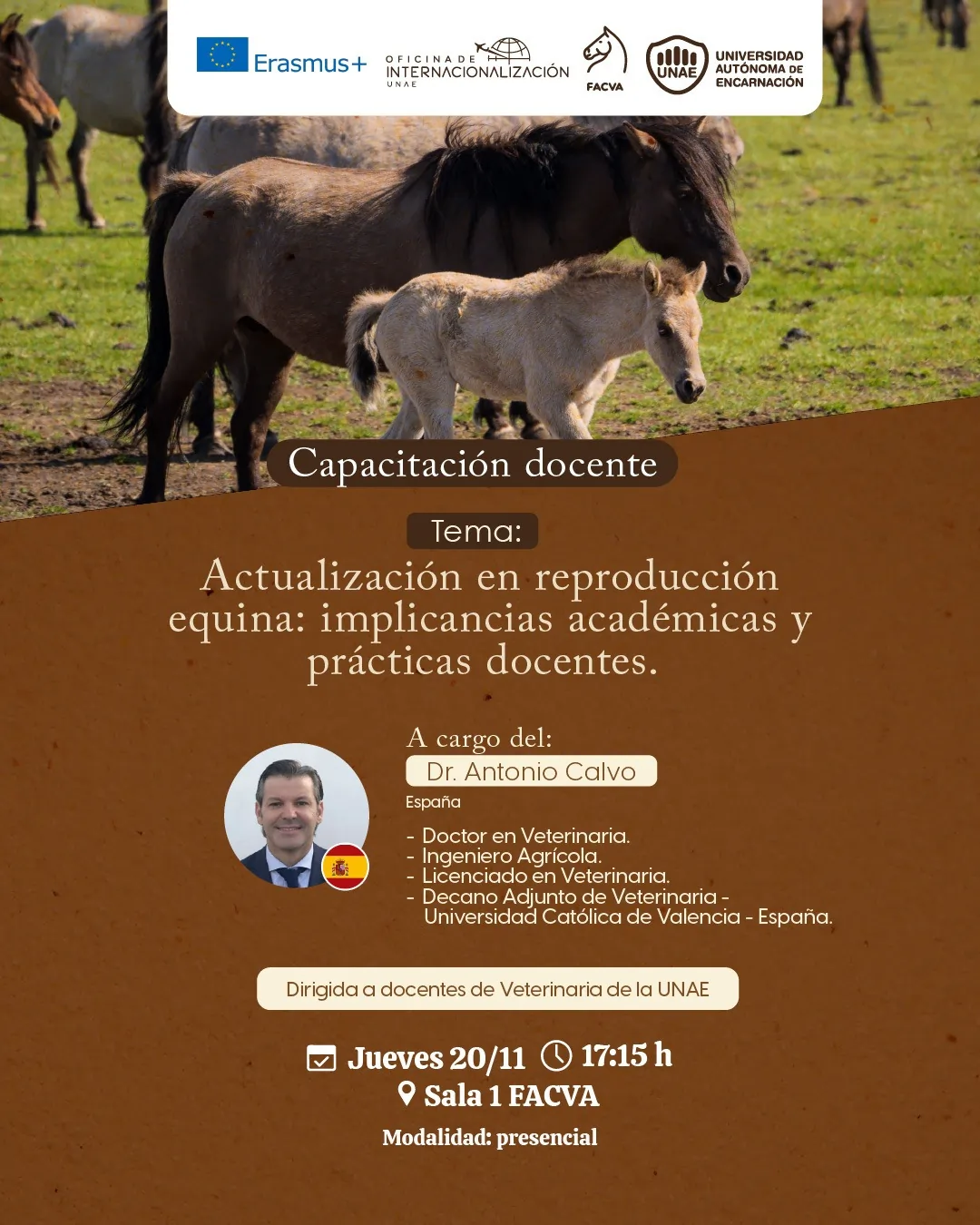 Capacitación internacional sobre Actualización en reproducción equina: implicancias académicas y prácticas docentes