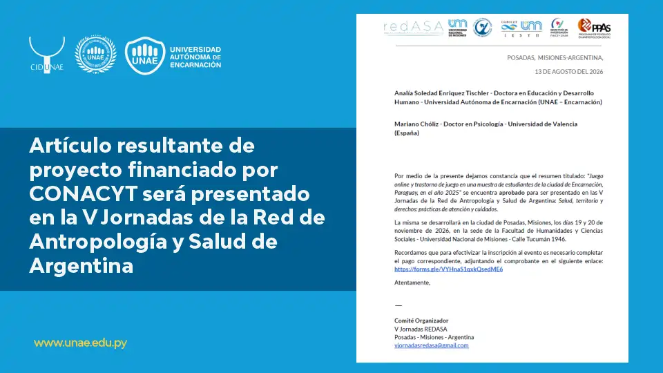 Artículo resultante de proyecto financiado por CONACYT será presentado en la V Jornadas de la Red de Antropología y Salud de Argentina