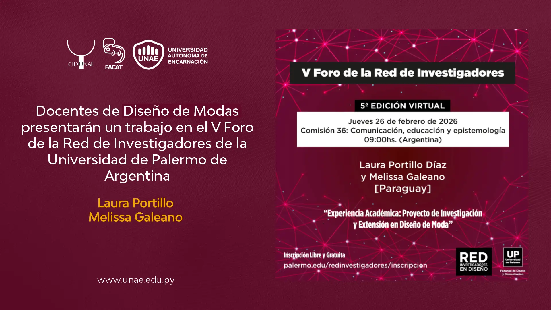 Docentes de Diseño de Modas presentarán un trabajo en el V Foro de la Red de Investigadores de la Universidad de Palermo de Argentina
