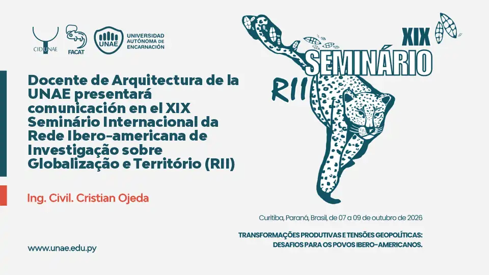 Docente de Arquitectura de la UNAE presentará comunicación en el XIX Seminário Internacional da Rede Ibero-americana de Investigação sobre Globalização e Território (RII)