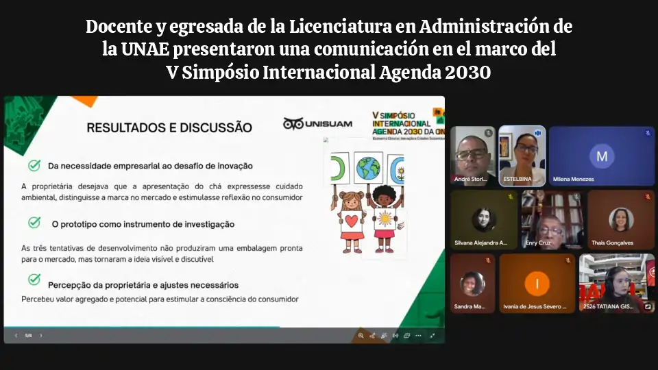 Docente y egresada de la Licenciatura en Administración de la UNAE presentaron una comunicación en el marco del V Simpósio Internacional Agenda 2030