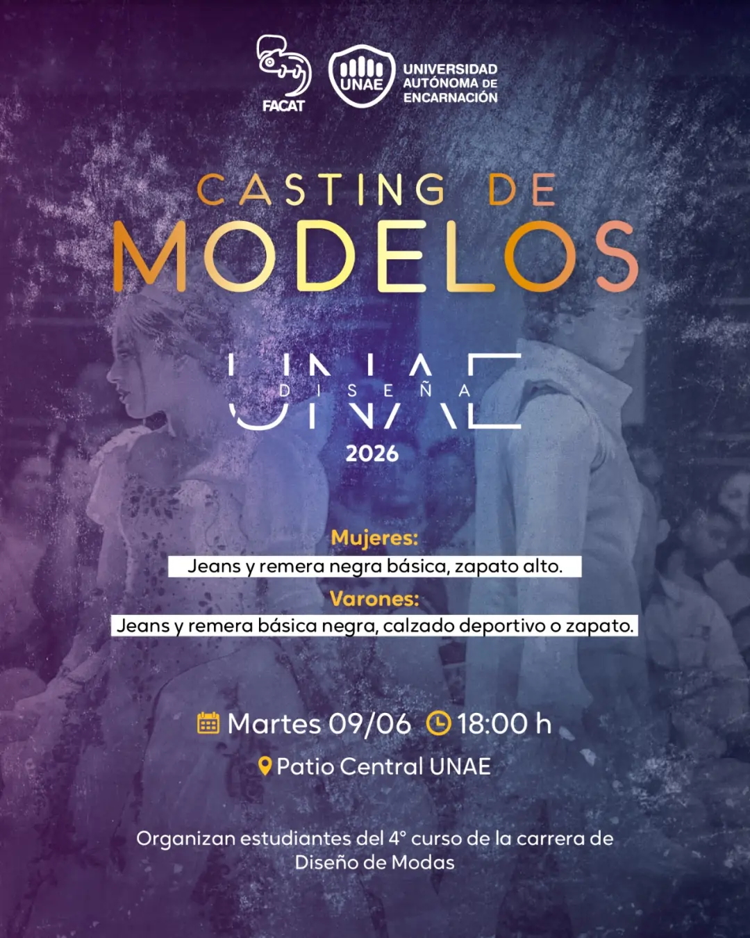 Casting de modelos - UNAE DISEÑA 2026