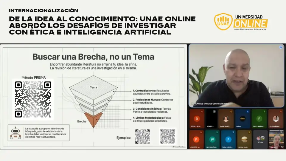 Internacionalización: De la idea al conocimiento: UNAE Online abordó los desafíos de investigar con ética e inteligencia artificial