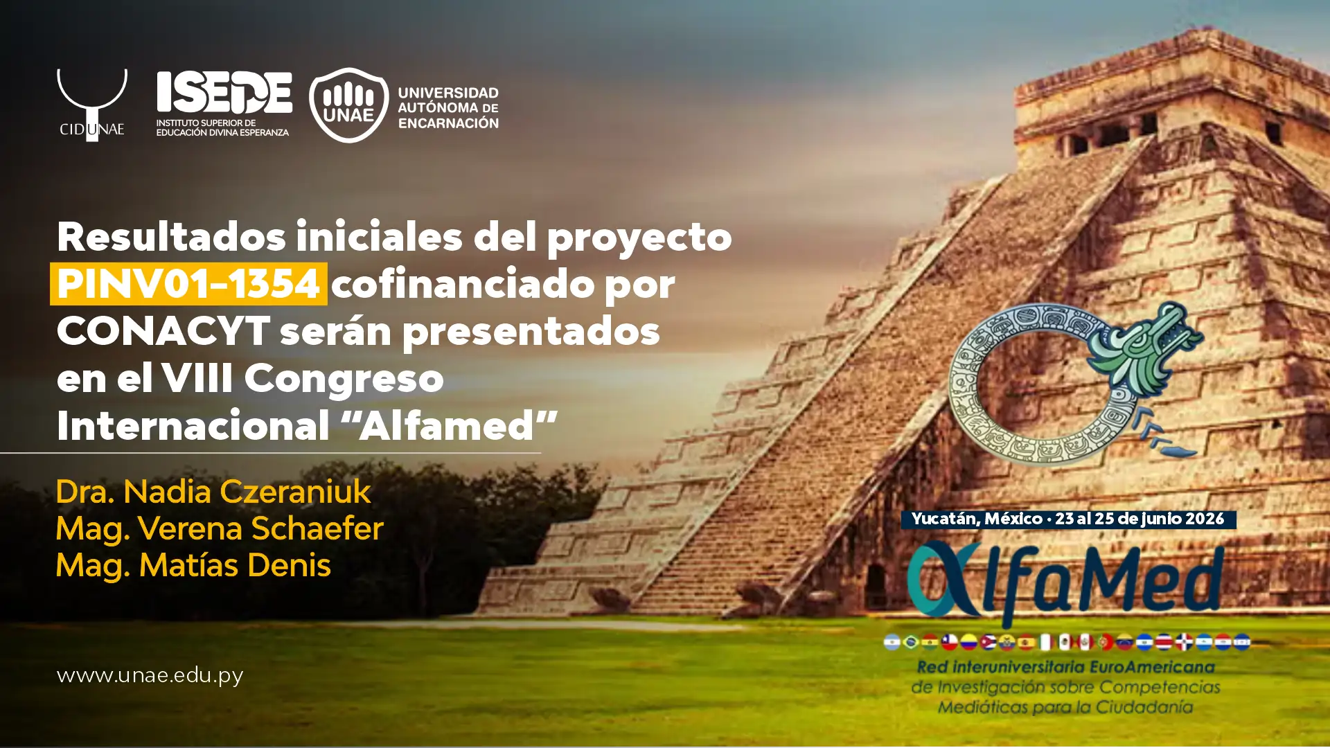 Resultados iniciales del proyecto PINV01-1354 cofinanciado por CONACYT serán presentados en el VIII Congreso Internacional “Alfamed”