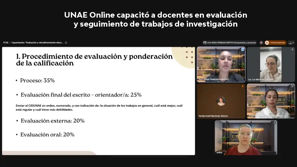 UNAE Online capacitó a docentes en evaluación y seguimiento de trabajos de investigación