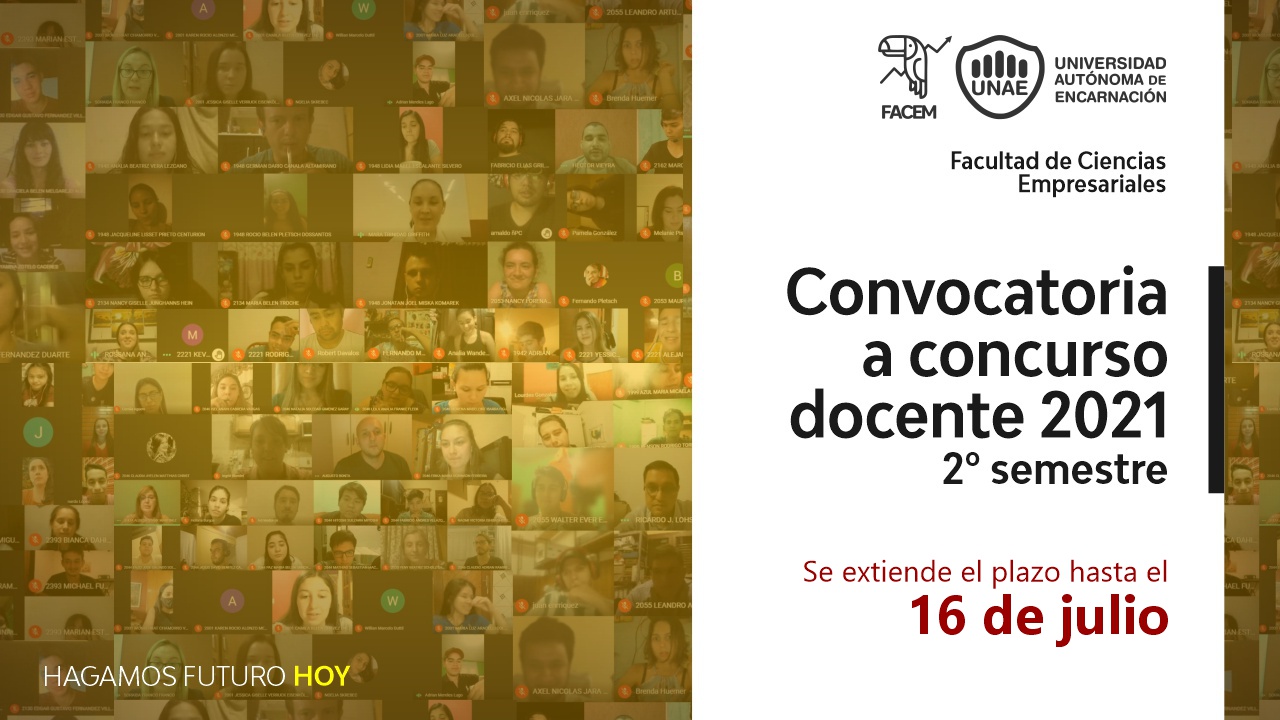 Convocatoria docente FACEM UNAE 2021 02