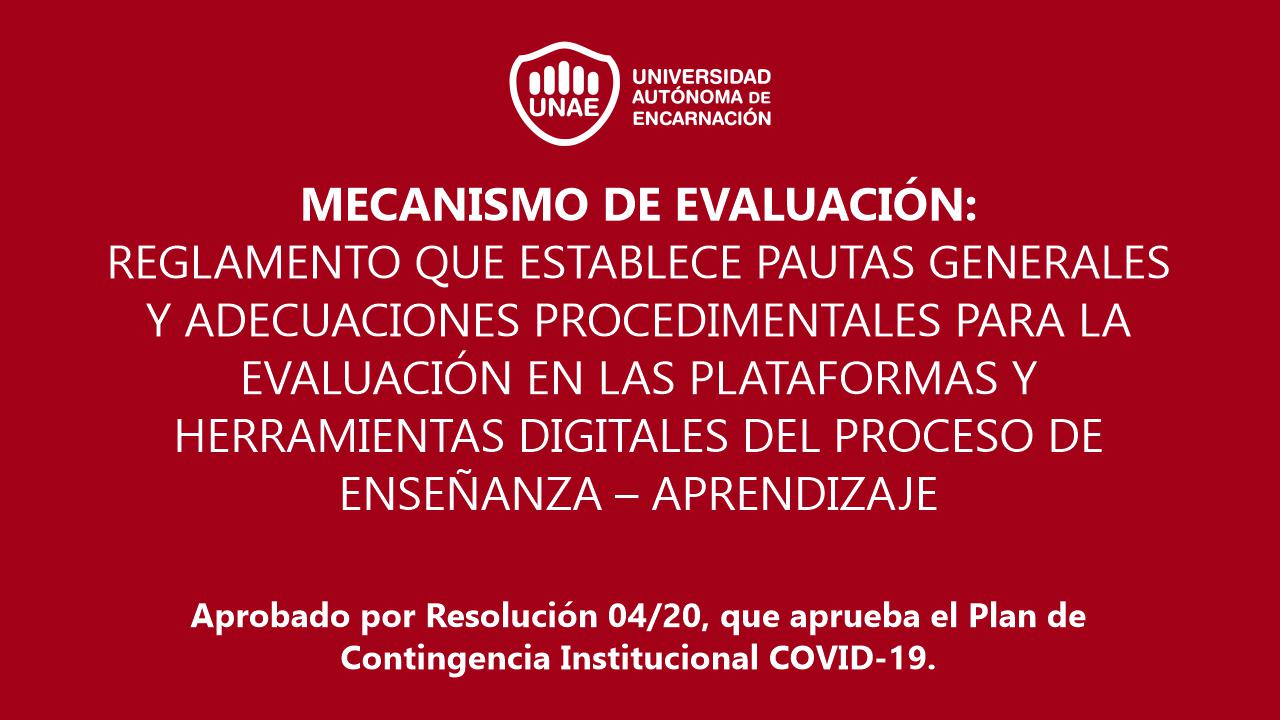 mecanismo de evaluacion UNAE COVID 19 2020 04