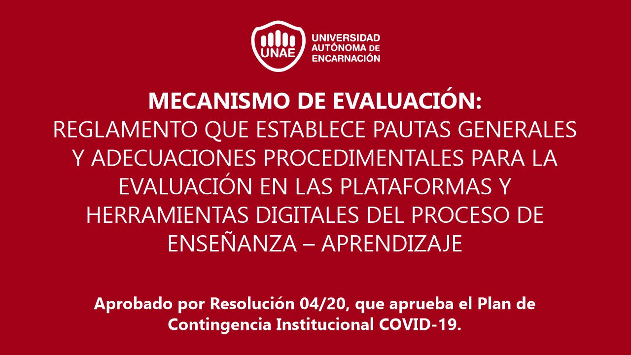 mecanismo de evaluacion UNAE COVID 19 2020 04